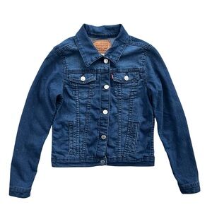 Levi’s Girl’s Med 10-12 Dark Wash Denim Classic Trucker Jean Jacket 742728693545